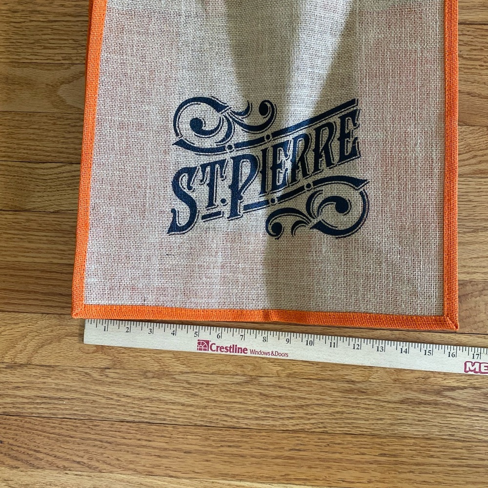 BagCo St. Pierre Tote Orange Tan Large H15” Jute Bag Burlap Open Tote New - Picture 7 of 8